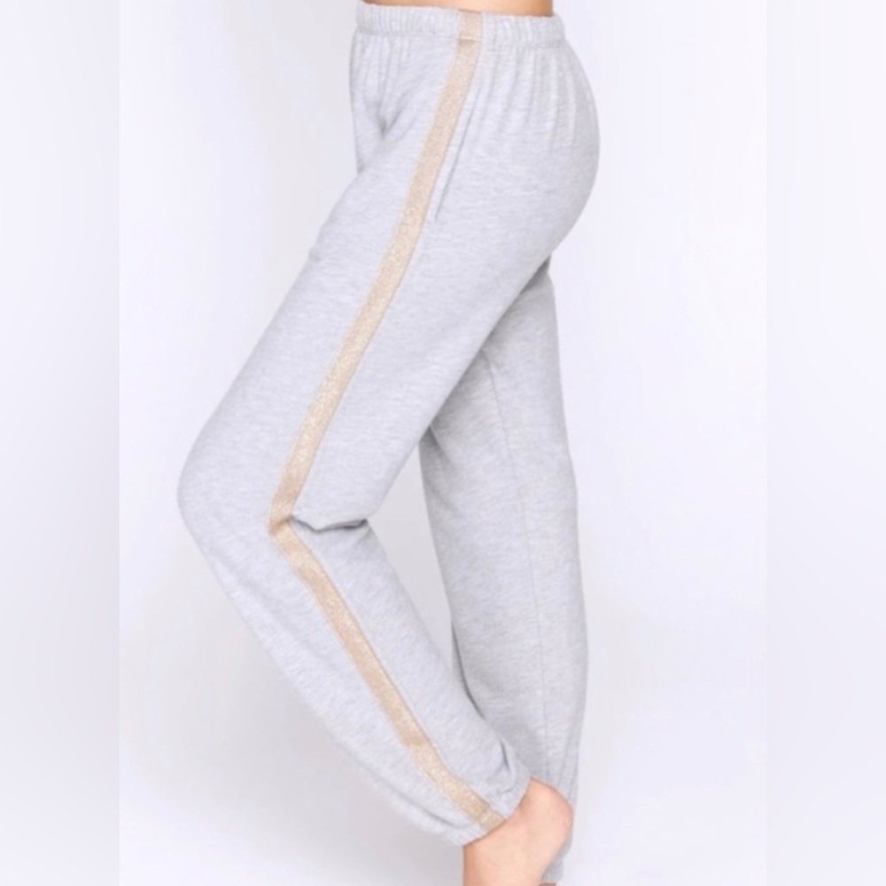 Spiritual Gangster Malibu Nights Grey & Gold Sweatpants/ Joggers / XS